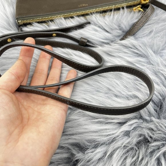 Celine Trio Goatskin Army Olive Green Phoebe Philo Small Crossbody Hand Bag EUC - Picture 9 of 15